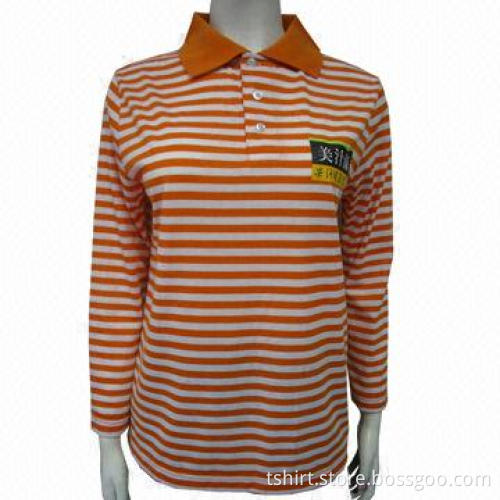 Women polo t-shirts, summer t-shirts, short sleeve t-shirts, stripe polo t-shirts